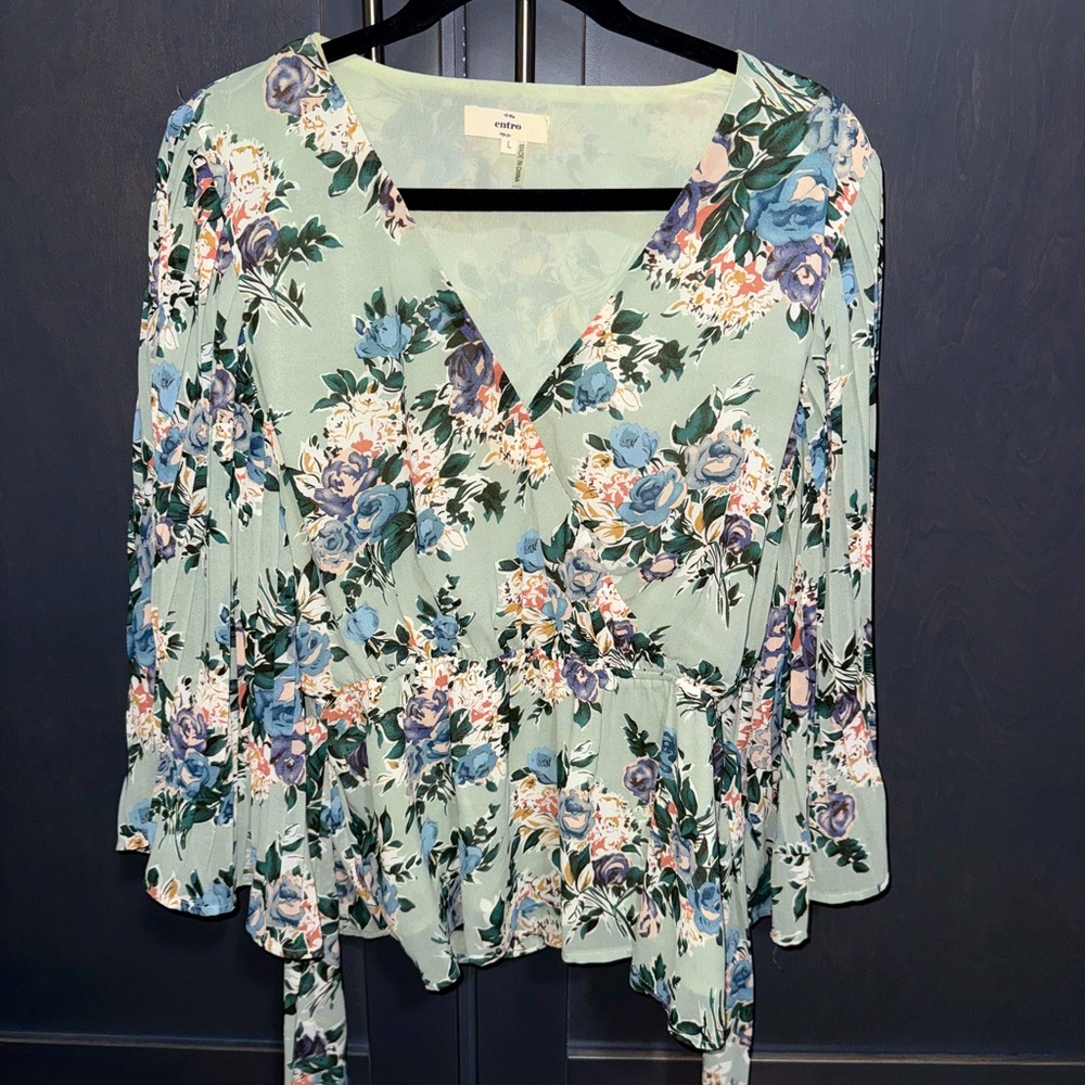 Floral V-Neck Wrap Top